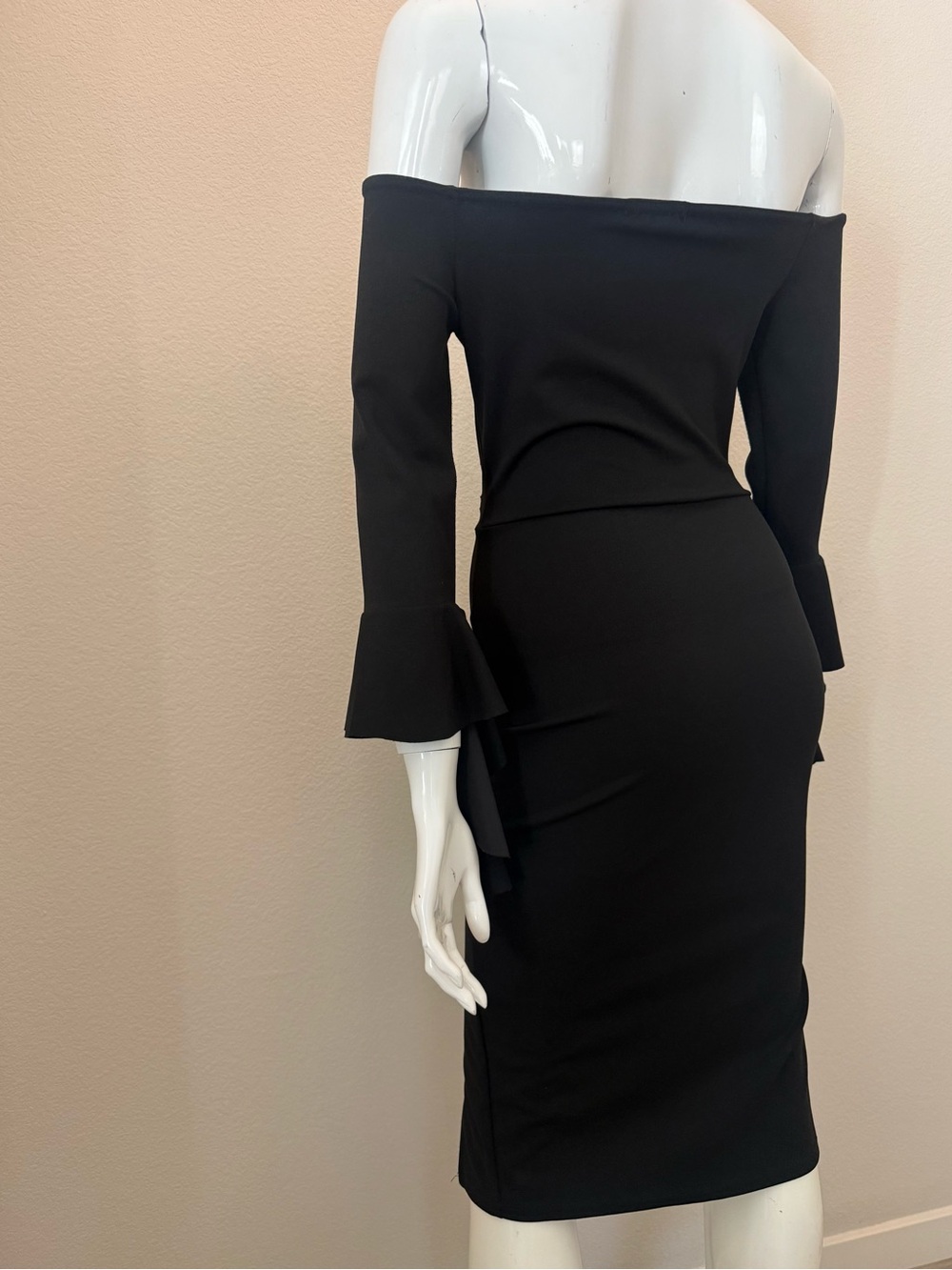 Missguided Black Off Shoulder Dress with Blue Rose Embroidery - Picture 5 of 7